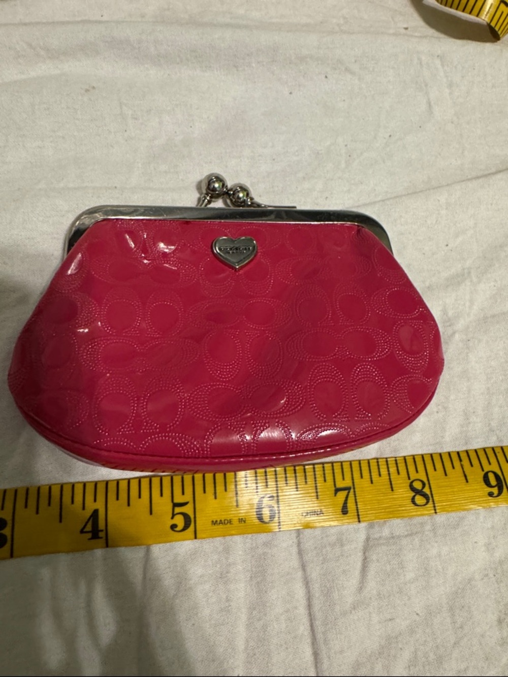Coach Hot Pink Patent Leather Kiss-Lock Coin Purse